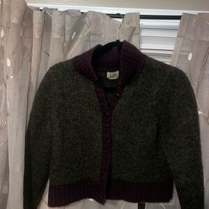 Vintage GAP Women's Green and Purple Sweater